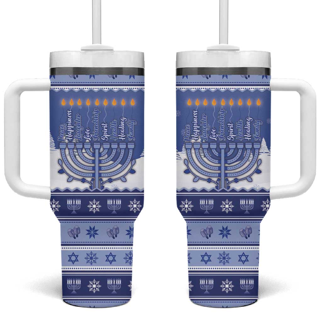 Hanukkah Christmas Tumbler With Handle Love And Lights - Wonder Print Shop