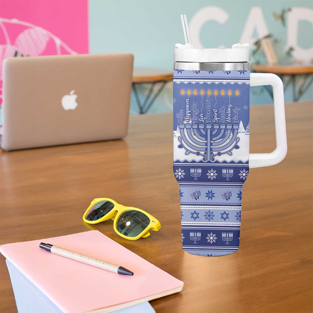 Hanukkah Christmas Tumbler With Handle Love And Lights - Wonder Print Shop