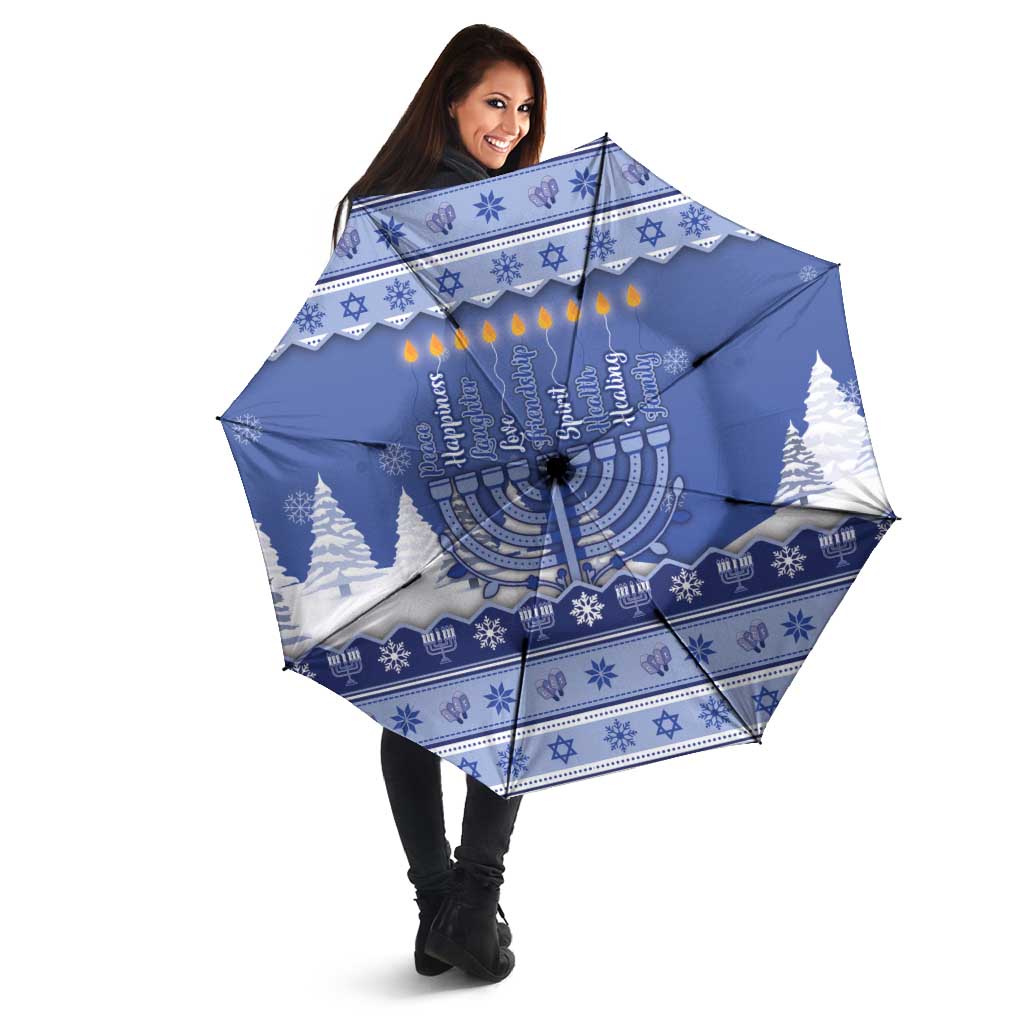 Hanukkah Christmas Umbrella Love And Lights - Wonder Print Shop
