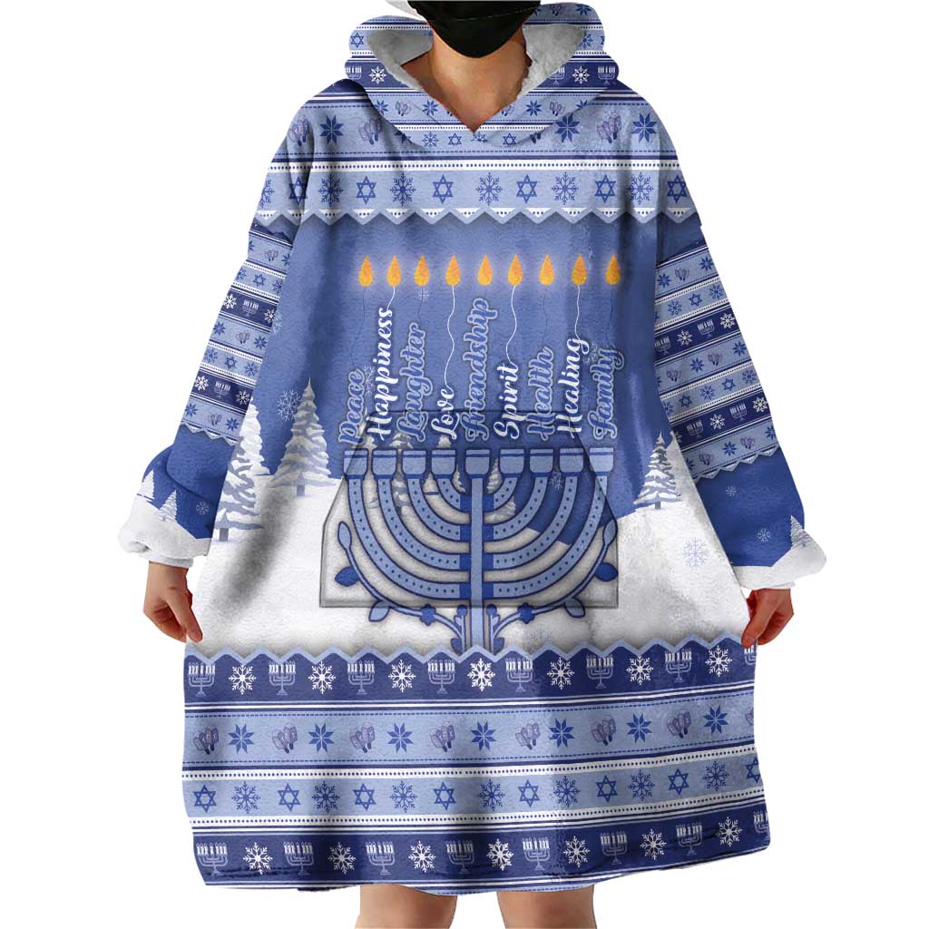Hanukkah Christmas Wearable Blanket Hoodie Love And Lights - Wonder Print Shop