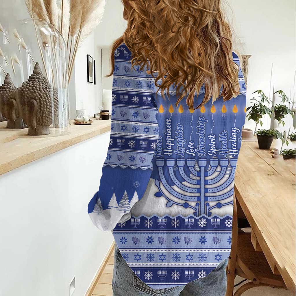 Hanukkah Christmas Women Casual Shirt Love And Lights - Wonder Print Shop