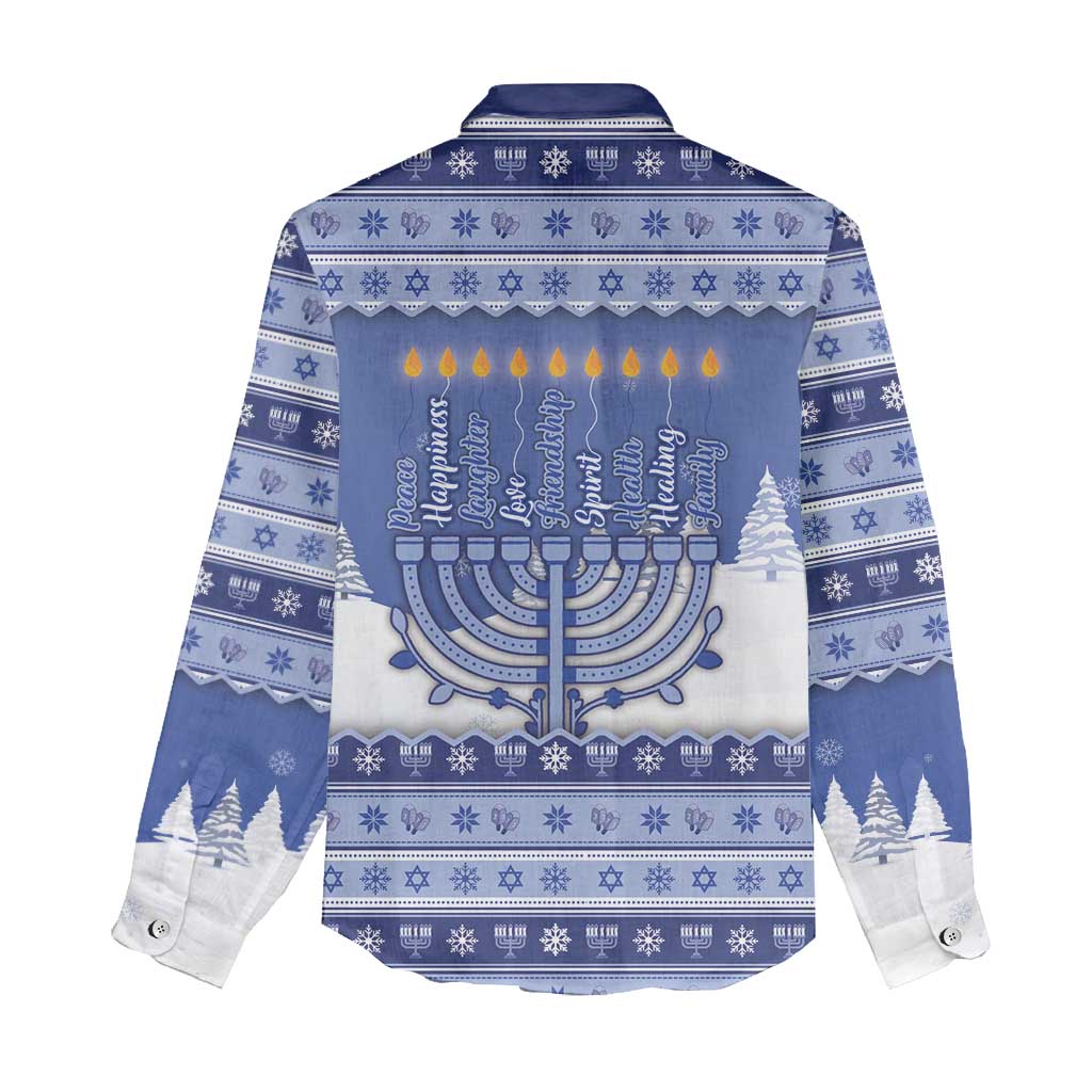 Hanukkah Christmas Women Casual Shirt Love And Lights - Wonder Print Shop