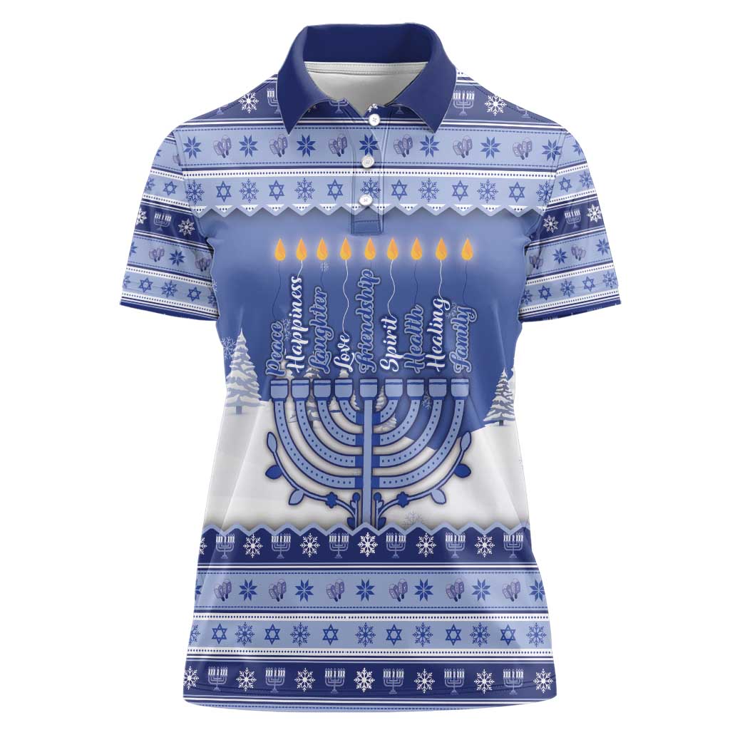 Hanukkah Christmas Women Polo Shirt Love And Lights - Wonder Print Shop