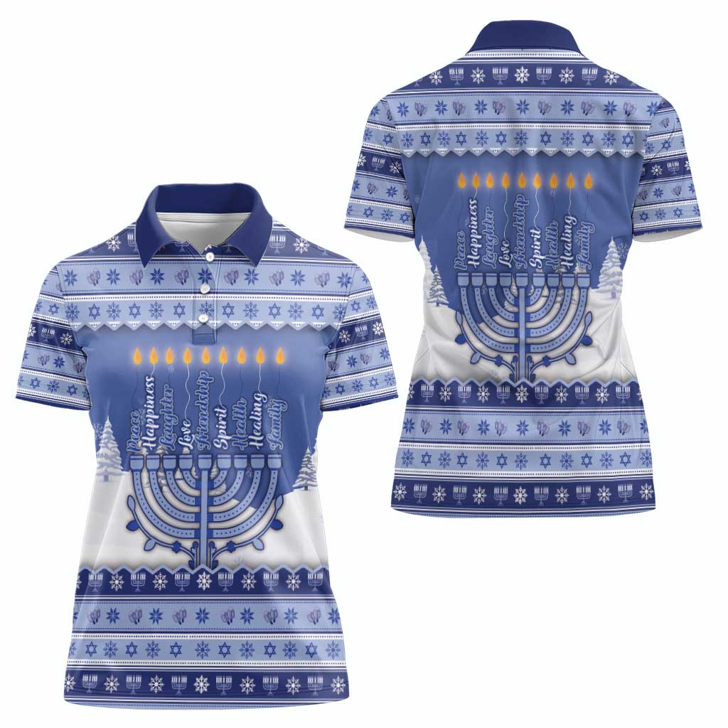 Hanukkah Christmas Women Polo Shirt Love And Lights - Wonder Print Shop