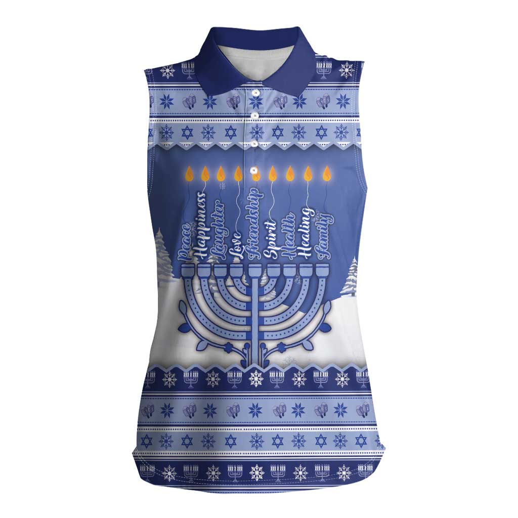 Hanukkah Christmas Women Sleeveless Polo Shirt Love And Lights - Wonder Print Shop