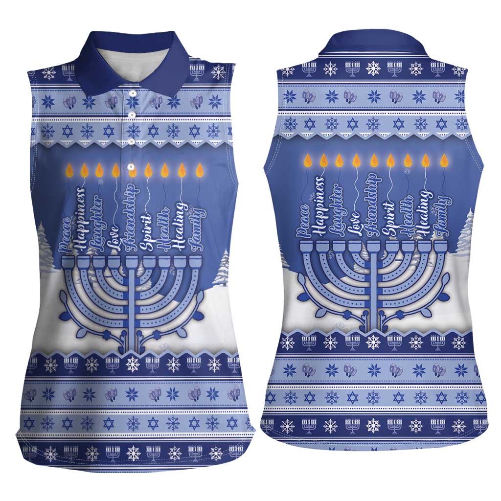 Hanukkah Christmas Women Sleeveless Polo Shirt Love And Lights - Wonder Print Shop