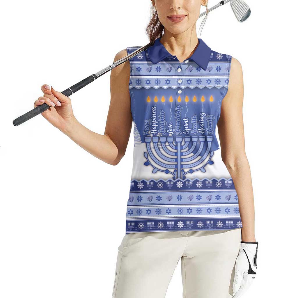 Hanukkah Christmas Women Sleeveless Polo Shirt Love And Lights - Wonder Print Shop