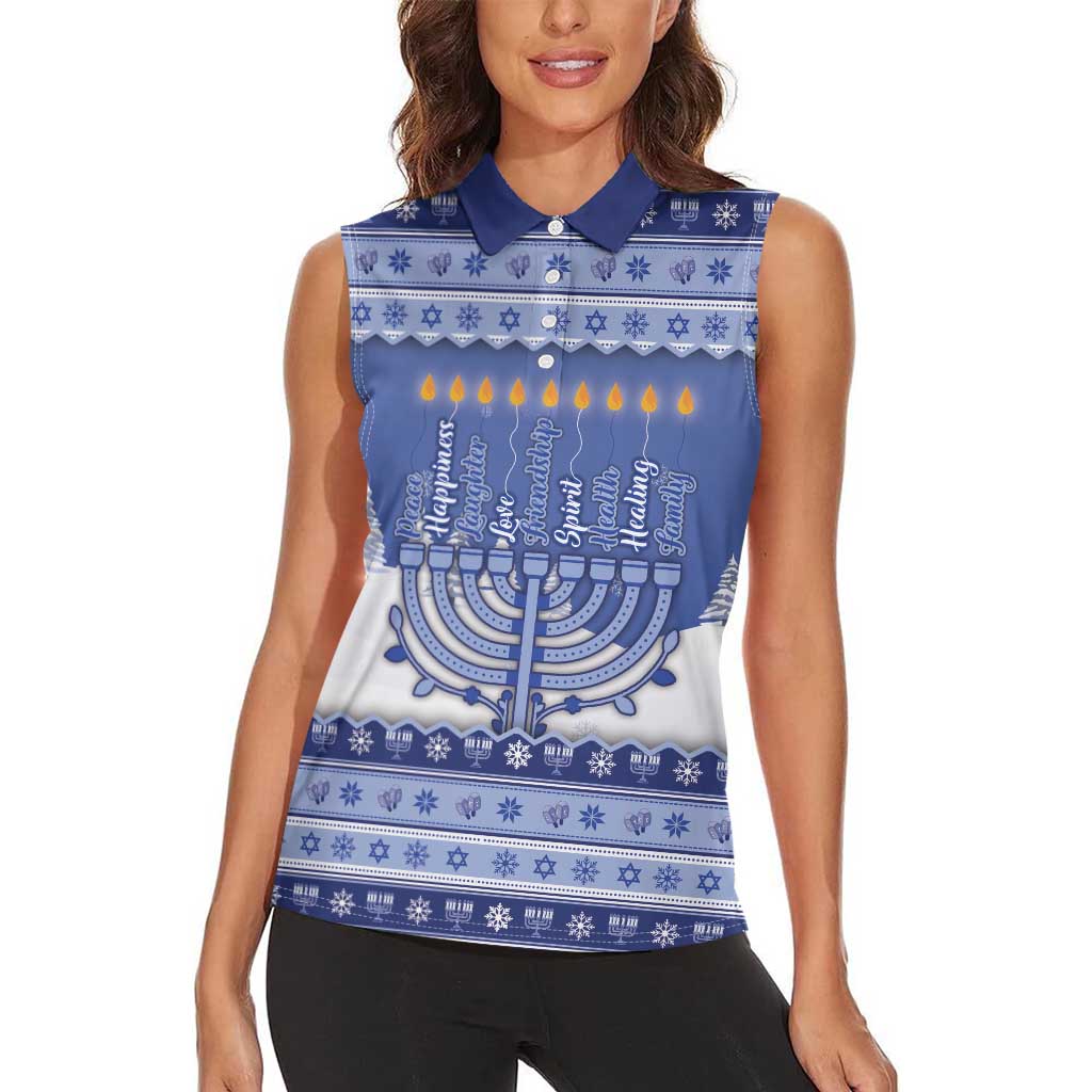 Hanukkah Christmas Women Sleeveless Polo Shirt Love And Lights - Wonder Print Shop