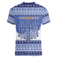 Hanukkah Christmas Women V-Neck T-Shirt Love And Lights - Wonder Print Shop