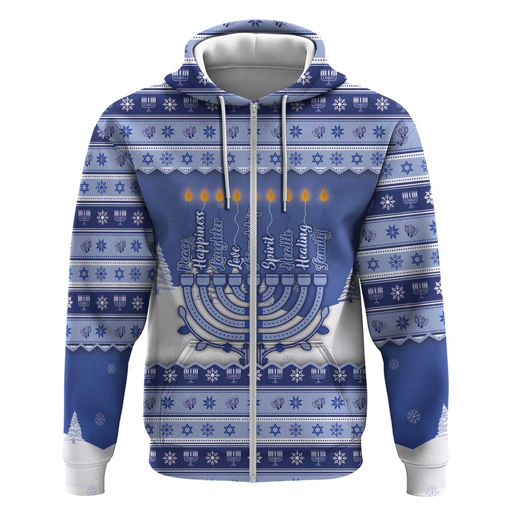 Hanukkah Christmas Zip Hoodie Love And Lights - Wonder Print Shop