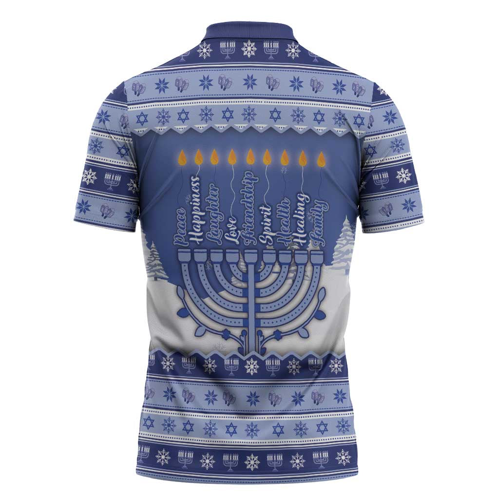 Hanukkah Christmas Zipper Polo Shirt Love And Lights - Wonder Print Shop