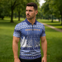 Hanukkah Christmas Zipper Polo Shirt Love And Lights - Wonder Print Shop