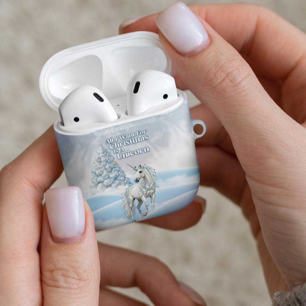 Magical Christmas AirPods Case Unicorn With Cotton Candy Xmas Tree - Wonder Print Shop