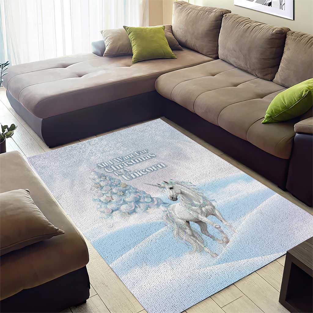 Magical Christmas Area Rug Unicorn With Cotton Candy Xmas Tree - Wonder Print Shop