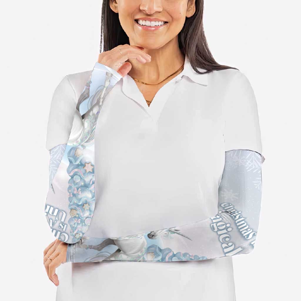 Magical Christmas Arm Sleeves Unicorn With Cotton Candy Xmas Tree - Wonder Print Shop