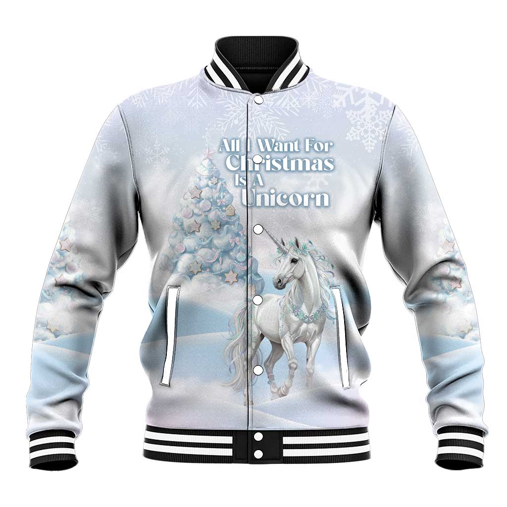 Magical Christmas Baseball Jacket Unicorn With Cotton Candy Xmas Tree - Wonder Print Shop