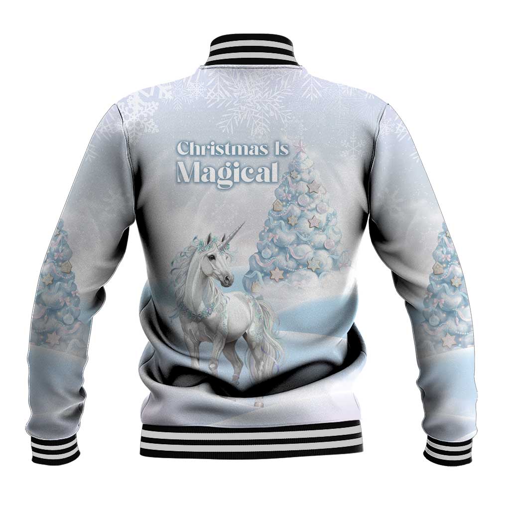 Magical Christmas Baseball Jacket Unicorn With Cotton Candy Xmas Tree - Wonder Print Shop