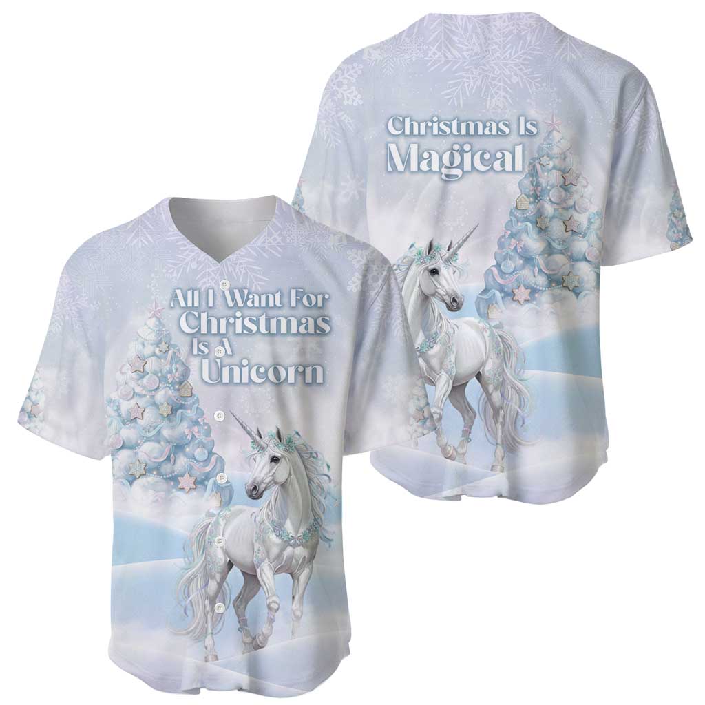 Magical Christmas Baseball Jersey Unicorn With Cotton Candy Xmas Tree - Wonder Print Shop
