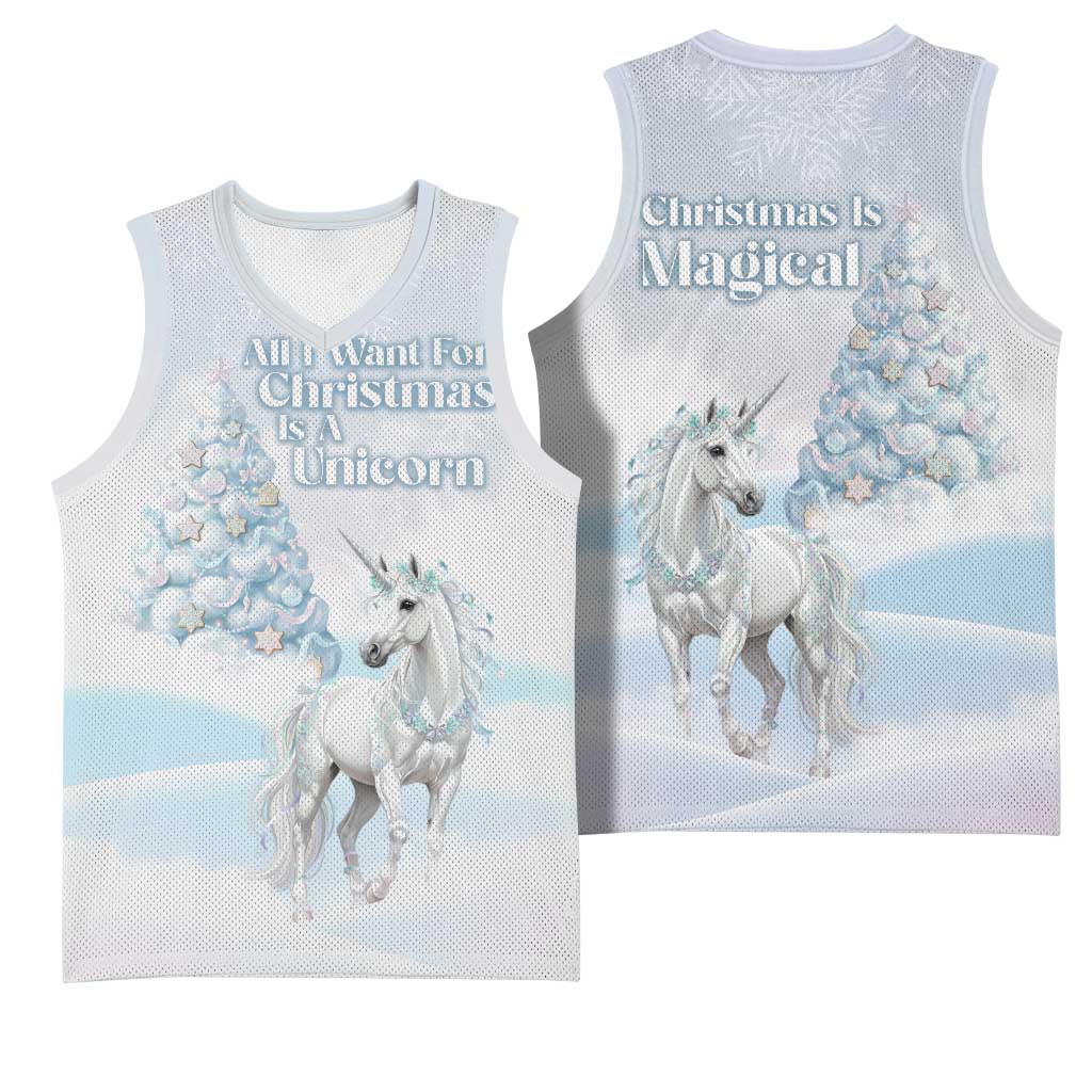 Magical Christmas Basketball Jersey Unicorn With Cotton Candy Xmas Tree - Wonder Print Shop