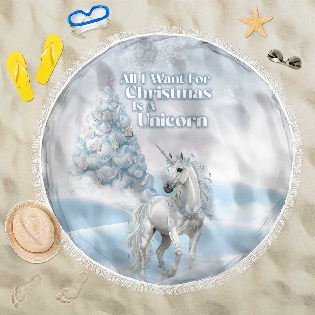 Magical Christmas Beach Blanket Unicorn With Cotton Candy Xmas Tree - Wonder Print Shop