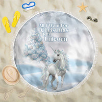 Magical Christmas Beach Blanket Unicorn With Cotton Candy Xmas Tree - Wonder Print Shop