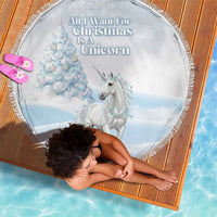 Magical Christmas Beach Blanket Unicorn With Cotton Candy Xmas Tree - Wonder Print Shop