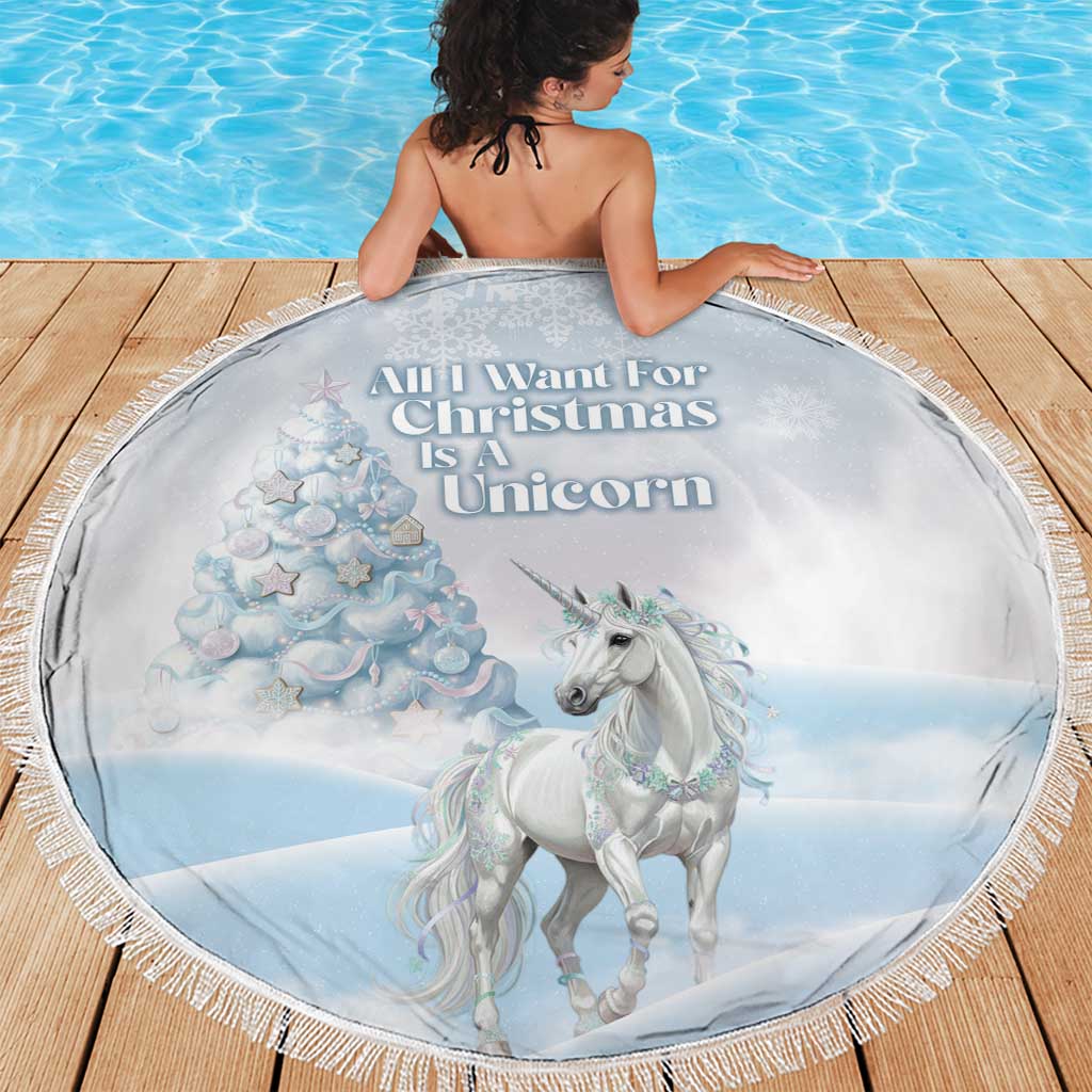 Magical Christmas Beach Blanket Unicorn With Cotton Candy Xmas Tree - Wonder Print Shop