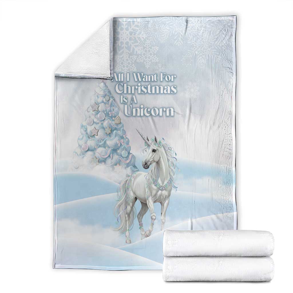 Magical Christmas Blanket Unicorn With Cotton Candy Xmas Tree - Wonder Print Shop
