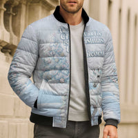 Magical Christmas Bomber Puffer Jacket Unicorn With Cotton Candy Xmas Tree - Wonder Print Shop