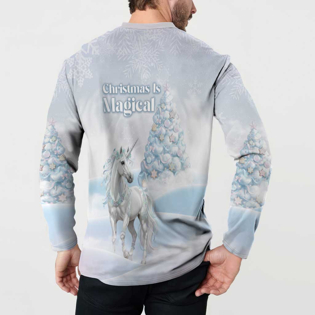 Magical Christmas Button Sweatshirt Unicorn With Cotton Candy Xmas Tree - Wonder Print Shop