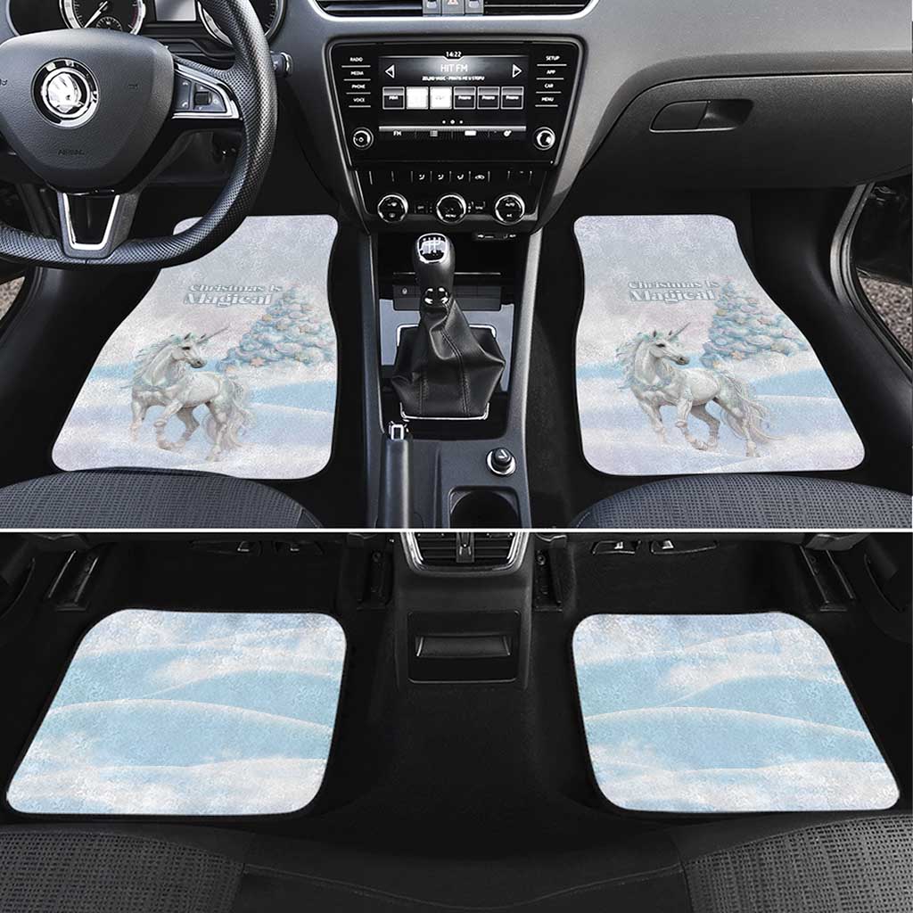 Magical Christmas Car Mats Unicorn With Cotton Candy Xmas Tree - Wonder Print Shop