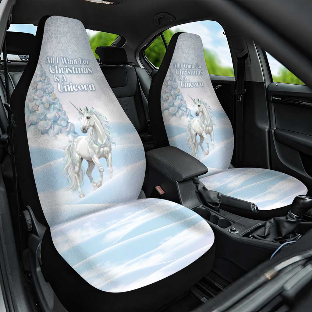 Magical Christmas Car Seat Cover Unicorn With Cotton Candy Xmas Tree - Wonder Print Shop