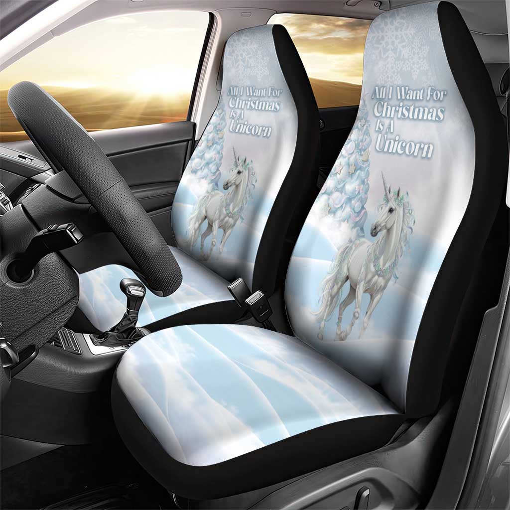 Magical Christmas Car Seat Cover Unicorn With Cotton Candy Xmas Tree - Wonder Print Shop