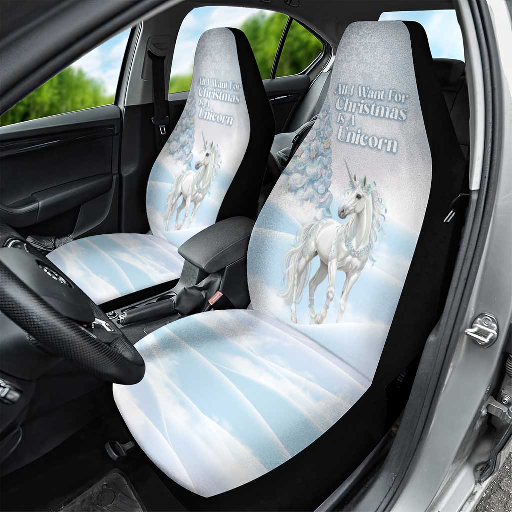 Magical Christmas Car Seat Cover Unicorn With Cotton Candy Xmas Tree - Wonder Print Shop