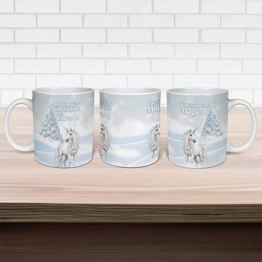 Magical Christmas Ceramic Mug Unicorn With Cotton Candy Xmas Tree - Wonder Print Shop