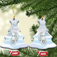 Magical Christmas Ceramic Ornament Unicorn With Cotton Candy Xmas Tree - Wonder Print Shop