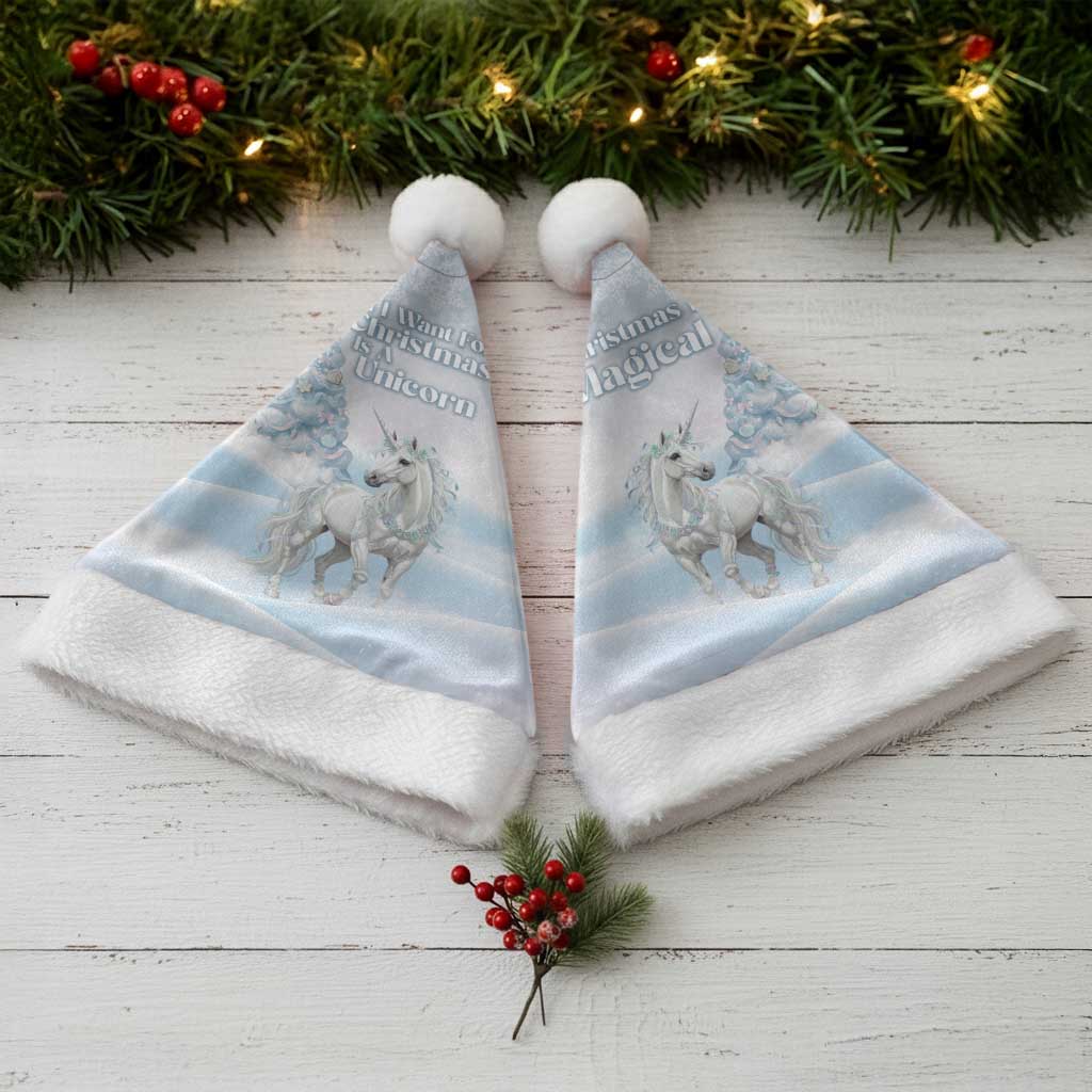 Magical Christmas Santa Hat Unicorn With Cotton Candy Xmas Tree - Wonder Print Shop