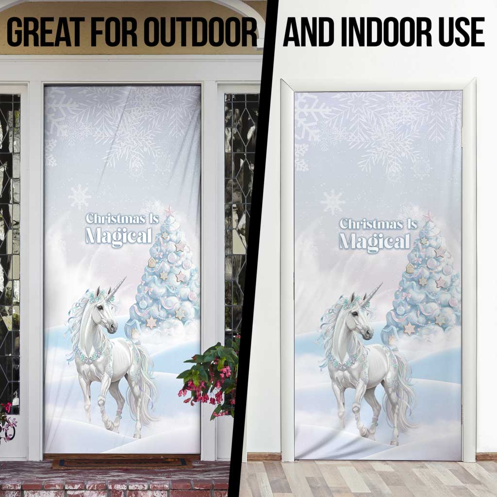 Magical Christmas Door Cover Unicorn With Cotton Candy Xmas Tree - Wonder Print Shop