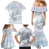 Magical Christmas Family Matching Mermaid Dress and Hawaiian Shirt Unicorn With Cotton Candy Xmas Tree - Wonder Print Shop