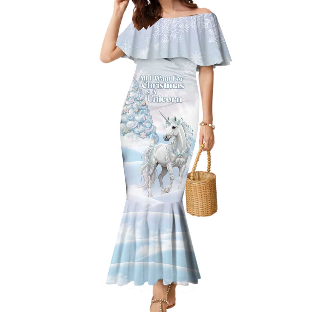 Magical Christmas Family Matching Mermaid Dress and Hawaiian Shirt Unicorn With Cotton Candy Xmas Tree - Wonder Print Shop