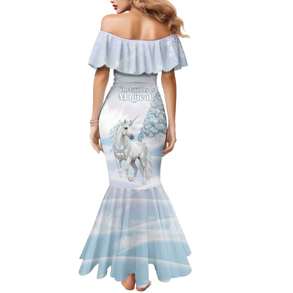 Magical Christmas Family Matching Mermaid Dress and Hawaiian Shirt Unicorn With Cotton Candy Xmas Tree - Wonder Print Shop