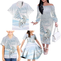Magical Christmas Family Matching Off The Shoulder Long Sleeve Dress and Hawaiian Shirt Unicorn With Cotton Candy Xmas Tree - Wonder Print Shop