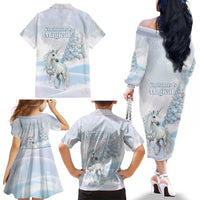 Magical Christmas Family Matching Off The Shoulder Long Sleeve Dress and Hawaiian Shirt Unicorn With Cotton Candy Xmas Tree - Wonder Print Shop