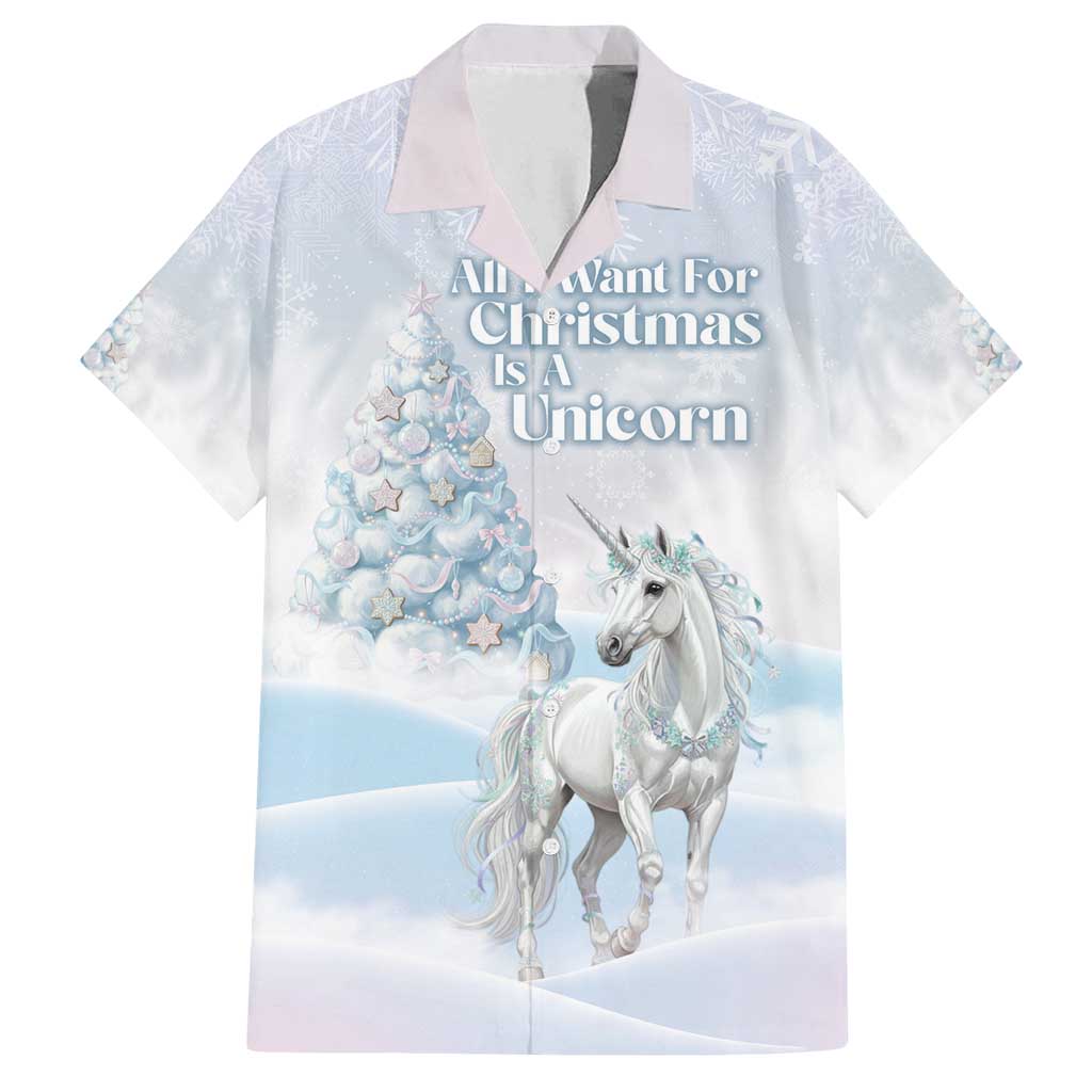 Magical Christmas Family Matching Off Shoulder Maxi Dress and Hawaiian Shirt Unicorn With Cotton Candy Xmas Tree - Wonder Print Shop