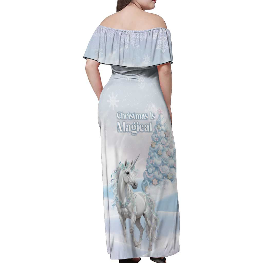 Magical Christmas Family Matching Off Shoulder Maxi Dress and Hawaiian Shirt Unicorn With Cotton Candy Xmas Tree - Wonder Print Shop