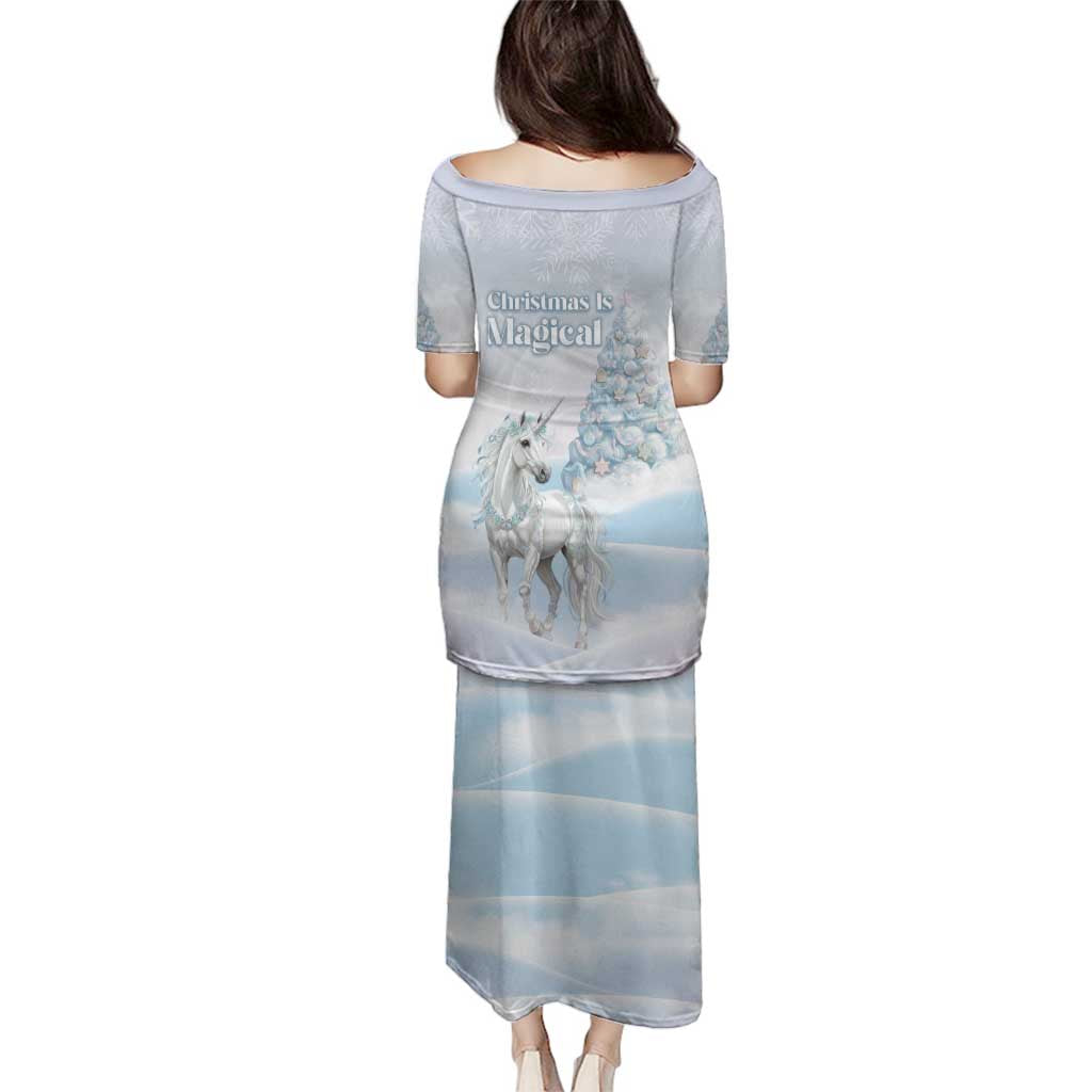 Magical Christmas Family Matching Puletasi and Hawaiian Shirt Unicorn With Cotton Candy Xmas Tree - Wonder Print Shop