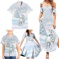 Magical Christmas Family Matching Summer Maxi Dress and Hawaiian Shirt Unicorn With Cotton Candy Xmas Tree - Wonder Print Shop