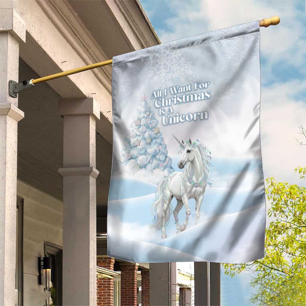 Magical Christmas Garden Flag Unicorn With Cotton Candy Xmas Tree - Wonder Print Shop