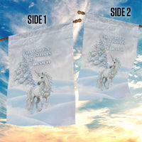 Magical Christmas Garden Flag Unicorn With Cotton Candy Xmas Tree - Wonder Print Shop