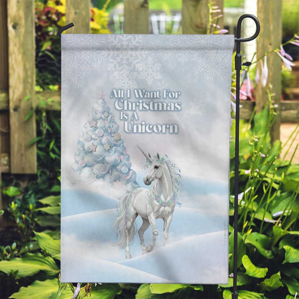 Magical Christmas Garden Flag Unicorn With Cotton Candy Xmas Tree - Wonder Print Shop